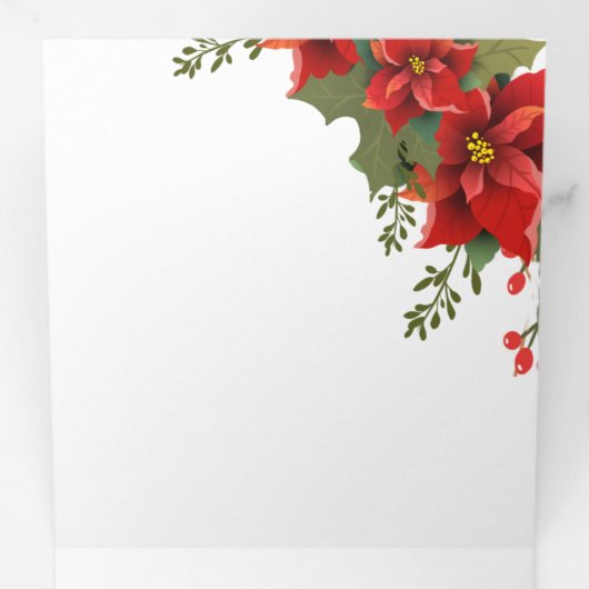 kerstbruiloft in Poinsettia Drieluik Kaart (Binnenzijde eerst)