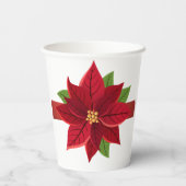 kerstbruiloft in Poinsettia Papieren Bekers (Achterkant)