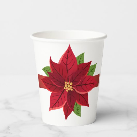 kerstbruiloft in Poinsettia Papieren Bekers (Achterkant)
