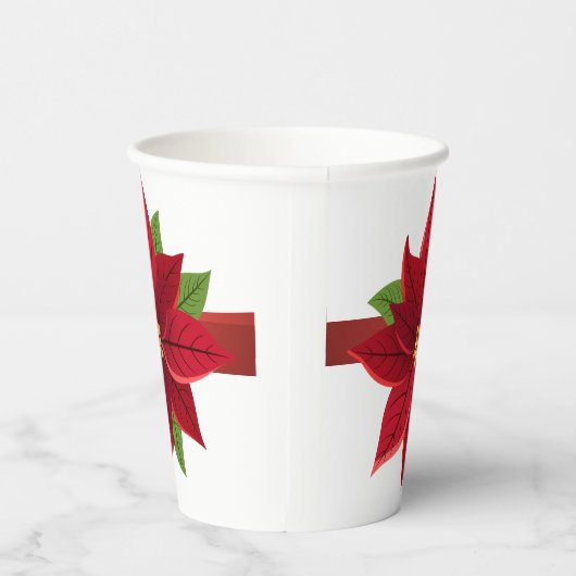 kerstbruiloft in Poinsettia Papieren Bekers (Rechts)