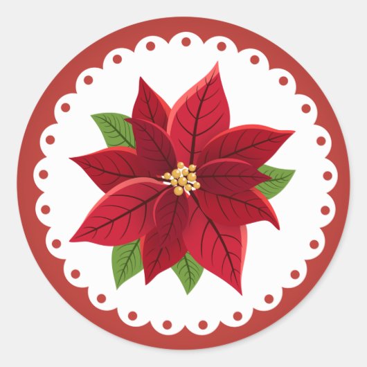 kerstbruiloft in Poinsettia Ronde Sticker (Voorkant)