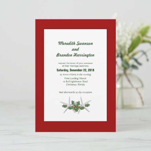 Kerstbruiloft in Tropics Custom Invitations Kaart (Staand voorkant)
