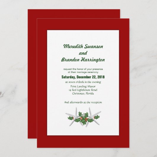 Kerstbruiloft in Tropics Custom Invitations Kaart (Voorkant / Achterkant)