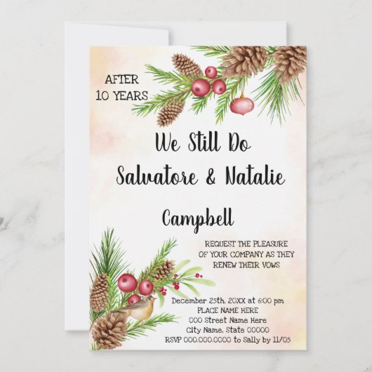 Kerstbruiloft Jubileum Renewal Vows Kaart (Voorkant)