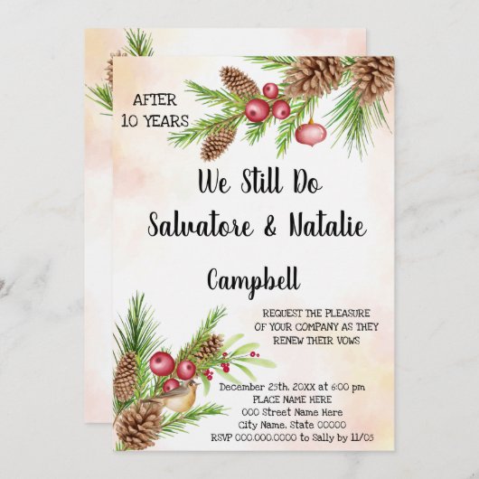 Kerstbruiloft Jubileum Renewal Vows Kaart (Voorkant / Achterkant)