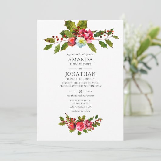 kerstbruiloft kaart (Staand voorkant)