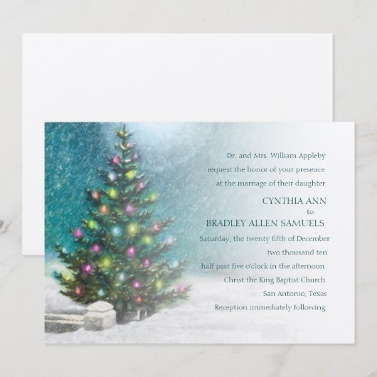 kerstbruiloft kaart (Voorkant / Achterkant)