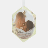 Kerstbruiloft Keepomwille Elegant Script-foto Glas Ornament (Voorkant links)