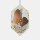 Kerstbruiloft Keepomwille Elegant Script-foto Glas Ornament (Voorkant Rechts)