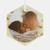 Kerstbruiloft Keepomwille Elegant Script-foto Glas Ornament (Achterkant)