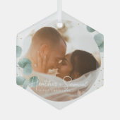 Kerstbruiloft Keepomwille Elegant Script-foto Glas Ornament (Voorkant)