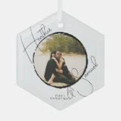 Kerstbruiloft Keepomwille Moderne scriptfoto Glas Ornament (Voorkant)