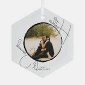 Kerstbruiloft Keepomwille Moderne scriptfoto Glas Ornament (Achterkant)