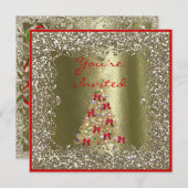KERSTBRUILOFT KRISTAL Gouden Glitter Uitnodiging (Voorkant / Achterkant)
