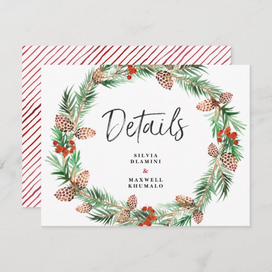 kerstbruiloft met bezoekerslijst informatiekaartje (Voorkant / Achterkant)