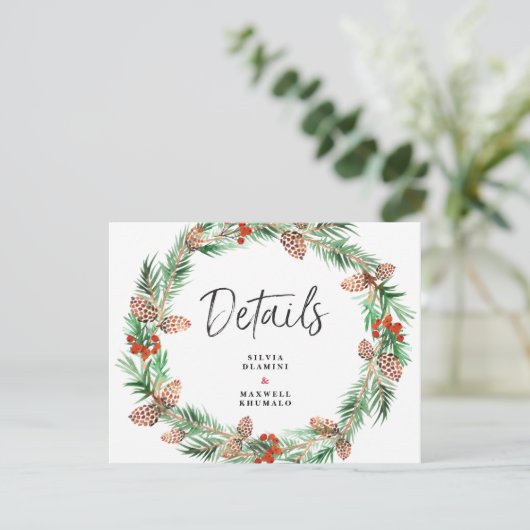 kerstbruiloft met bezoekerslijst informatiekaartje (Staand voorkant)