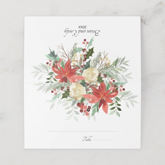 Kerstbruiloft met plattegrond plaatskaartje (Buitenkant ongevouwen)