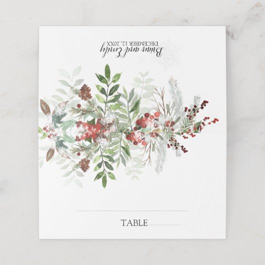 Kerstbruiloft met plattegrond plaatskaartje (Buitenkant ongevouwen)