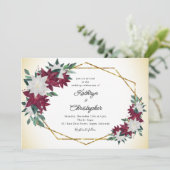 Kerstbruiloft met Poinsettia's in gouden lijst Kaart (Staand voorkant)