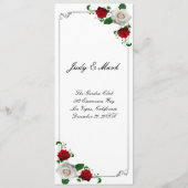 Kerstbruiloft met rode en witte rozen menu (Achterkant)