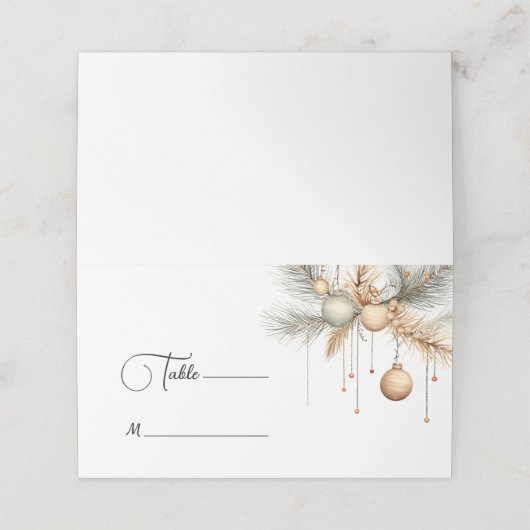 Kerstbruiloft Moderne Elegante Winter Plaatskaartje (Buitenkant ongevouwen)