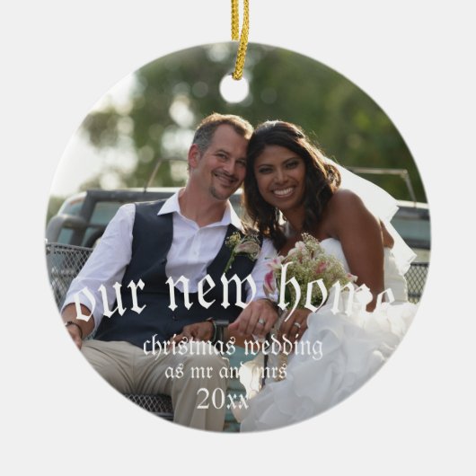 kerstbruiloft, onze eerste trouwdag, kerst 2020 keramisch ornament (Voorkant)