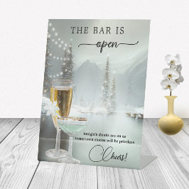 Kerstbruiloft Open Bar, tabletteken Reclamebord Met Voetstuk