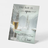 Kerstbruiloft Open Bar, tabletteken Reclamebord Met Voetstuk (Voorkant)