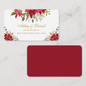 Kerstbruiloft Poinsettia Bloemen Goud Register Informatiekaartje (Voorkant / Achterkant)