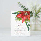 Kerstbruiloft Poinsettia Leaves Save the Date Aankondigingskaart (Staand voorkant)