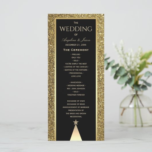 kerstbruiloft programmakaart (Staand voorkant)