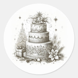kerstbruiloft ronde sticker