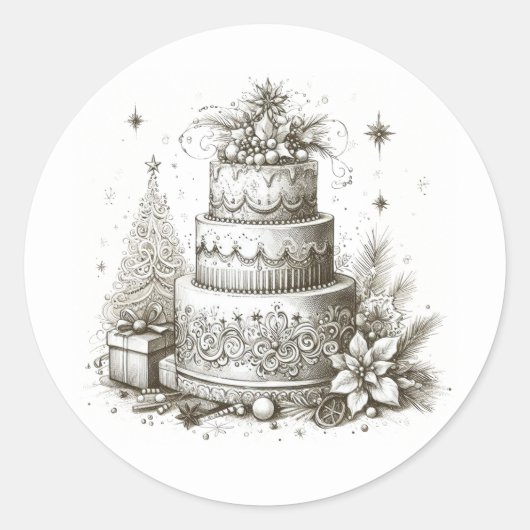 kerstbruiloft ronde sticker (Voorkant)