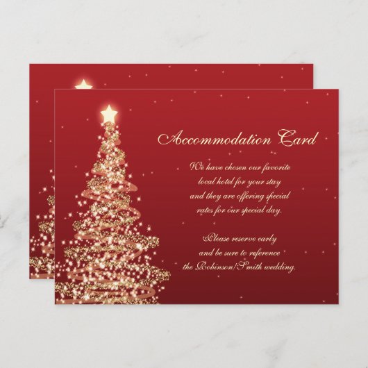 Kerstbruiloft Rood goud Briefkaart (Voorkant / Achterkant)