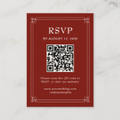 Kerstbruiloft RSVP en QR-code | Rood Informatiekaartje (Voorkant)