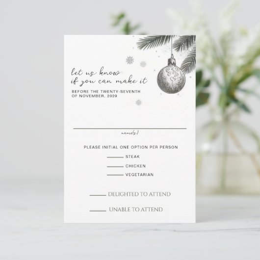 kerstbruiloft RSVP kaartje (Staand voorkant)