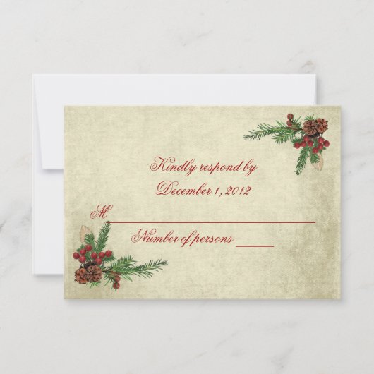 kerstbruiloft RSVP Kaartje (Voorkant)