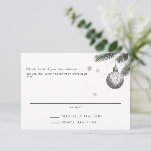 kerstbruiloft RSVP kaartje (Staand voorkant)