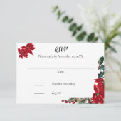 kerstbruiloft RSVP met Lijst van Poinsettia (Staand voorkant)