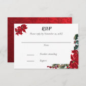 kerstbruiloft RSVP met Lijst van Poinsettia (Voorkant / Achterkant)