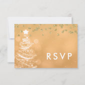 Kerstbruiloft RSVP Sparkle Tree Gold Kaartje (Achterkant)