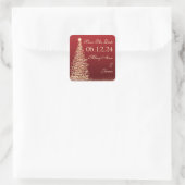 Kerstbruiloft Save De datum Rood Goud Vierkante Sticker (Tas)