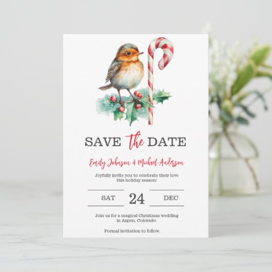 kerstbruiloft save the date (Staand voorkant)