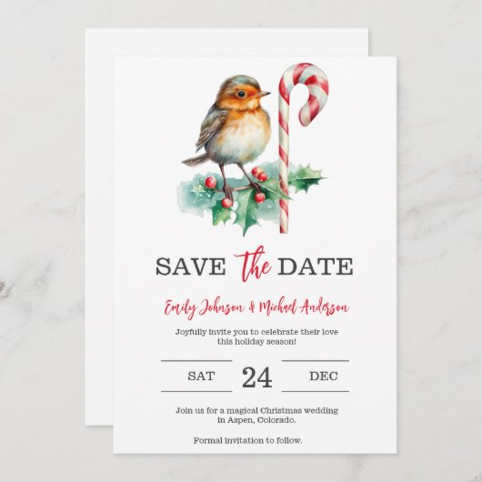 kerstbruiloft save the date (Voorkant / Achterkant)