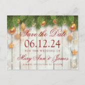 Kerstbruiloft Save The Date Gold Baubles Aankondigingskaart (Voorkant)