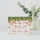 Kerstbruiloft Save The Date Gold Baubles Aankondigingskaart (Staand voorkant)