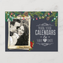 Kerstbruiloft schoolbord Save the Date Aankondigingskaart