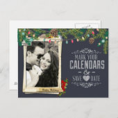 Kerstbruiloft schoolbord Save the Date Aankondigingskaart (Voorkant / Achterkant)