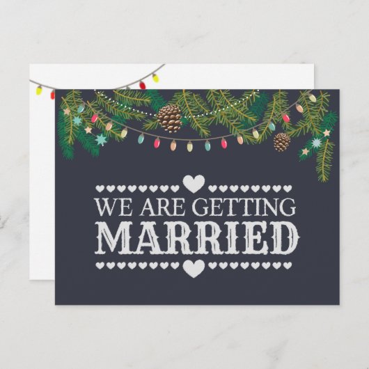 Kerstbruiloft schoolbord Save the Date Aankondigingskaart (Voorkant / Achterkant)