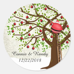 Kerstbruiloft Sticker Monogram Santa
